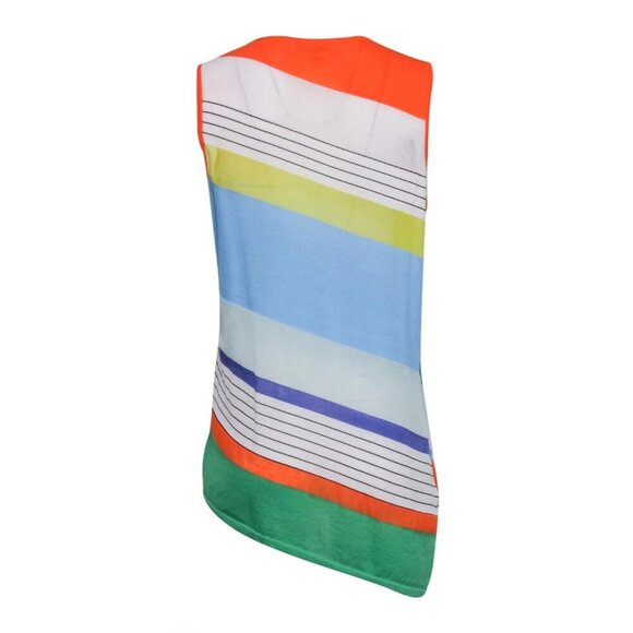 Diane Von Furstenberg Orange & Multicolor Striped Crewneck Tank Dress Size S - Picture 2 of 8